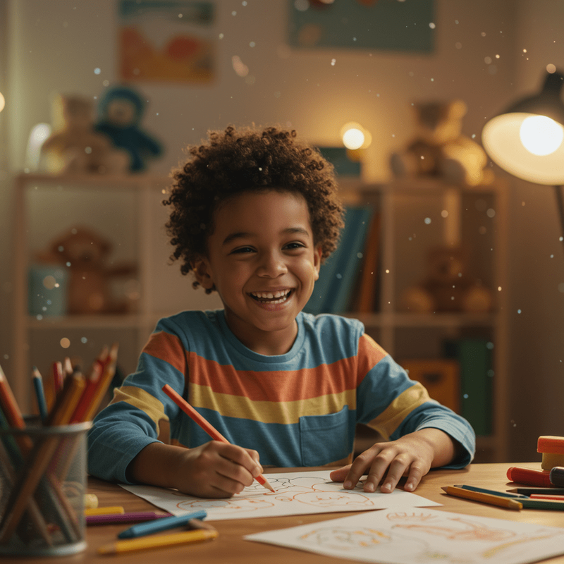 Niño coloreando