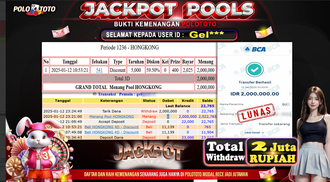 POLOTOTO JACKPOT TOGEL PASARAN HONGKONG Rp.2,000.000,-
