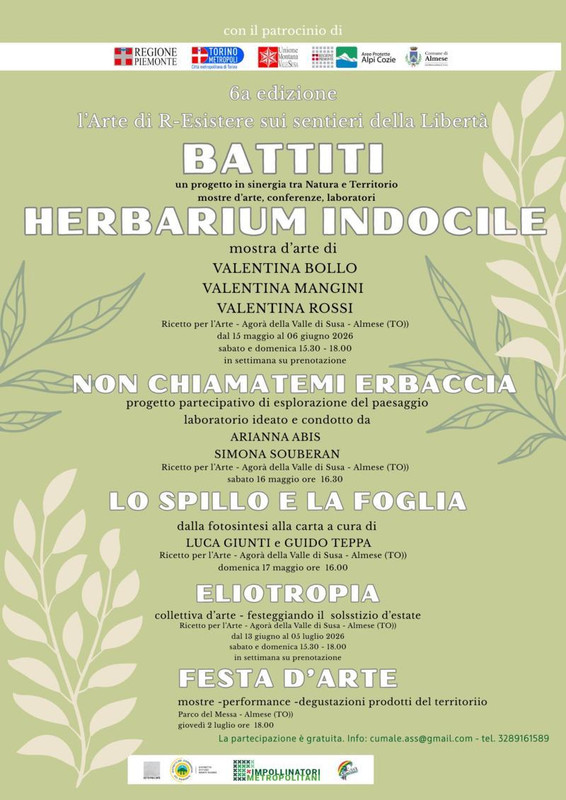 Valle di Susa, ad Almese dal 16 maggio 2026 prende il via “Battiti – Herbarium indocile”