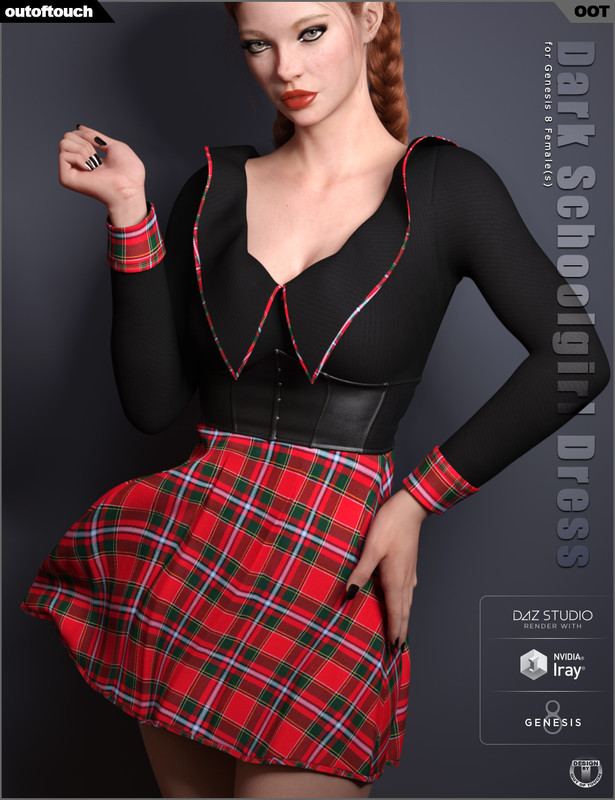 Dark Schoolgirl Dress for Genesis 8 Female(s)