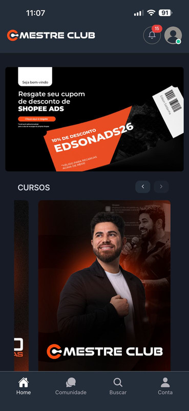 Interface do Mestre Club