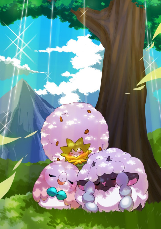 rowlet-wooloo-and-eldegoss-pokemon-drawn