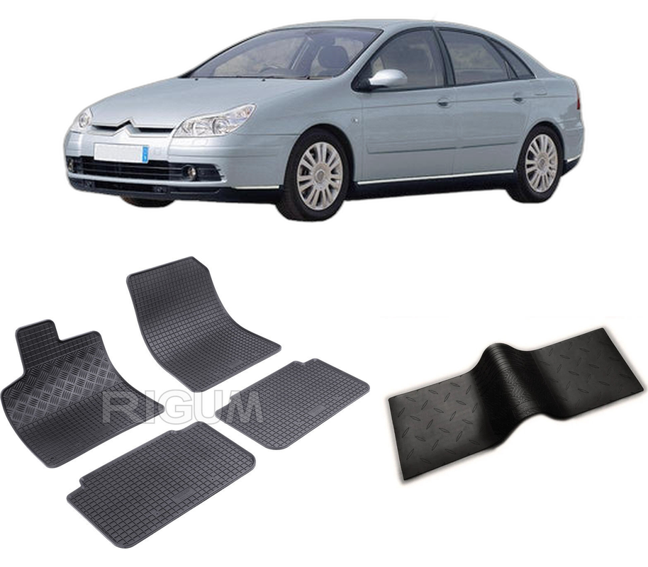 Set covorase auto CITROEN C5 I din 2000-2008, cu covoras tunel median, CAROSERIE HATCHBACK, Presuri cauciuc 100%, compatibil cu autoturismul CITROEN C5 I, Rigum