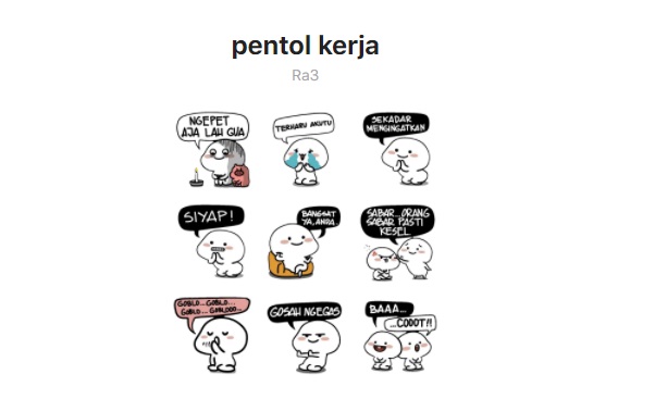Stiker bergerak WA Pentol Kerja
