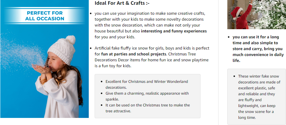 100g Artificial Snowflake Powder Christmas Decoration Winter Holiday Party Home Decor Fluffy Fake Snow Venue Supplies