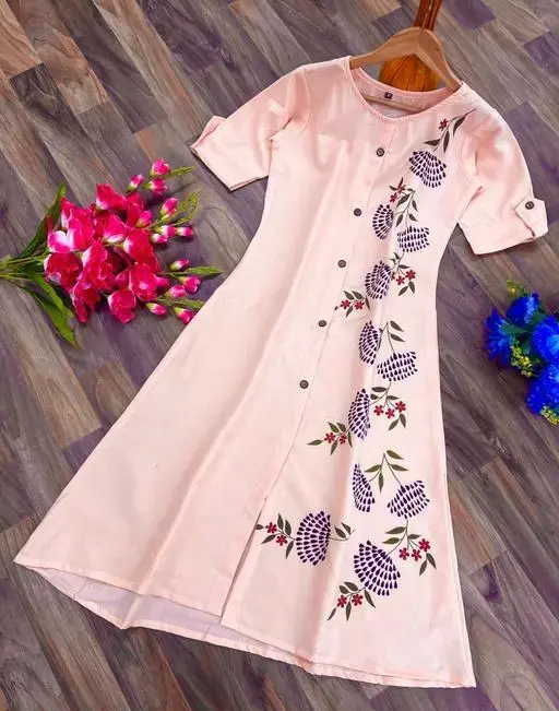 Fashionable Cotton Slub Dijital Print Anarkali Kurti For Women Color 9 (R108)