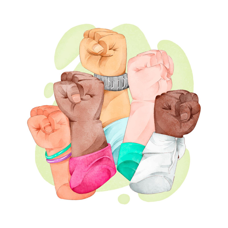 People holding hands in unity