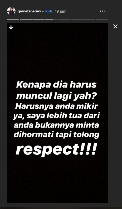 Instastory Garneta Haruni