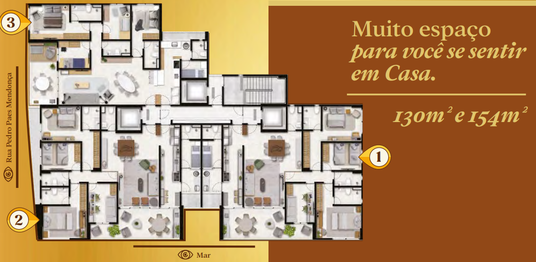 Planta baixa do apartamento de 4 quartos do Casa Boa Viagem