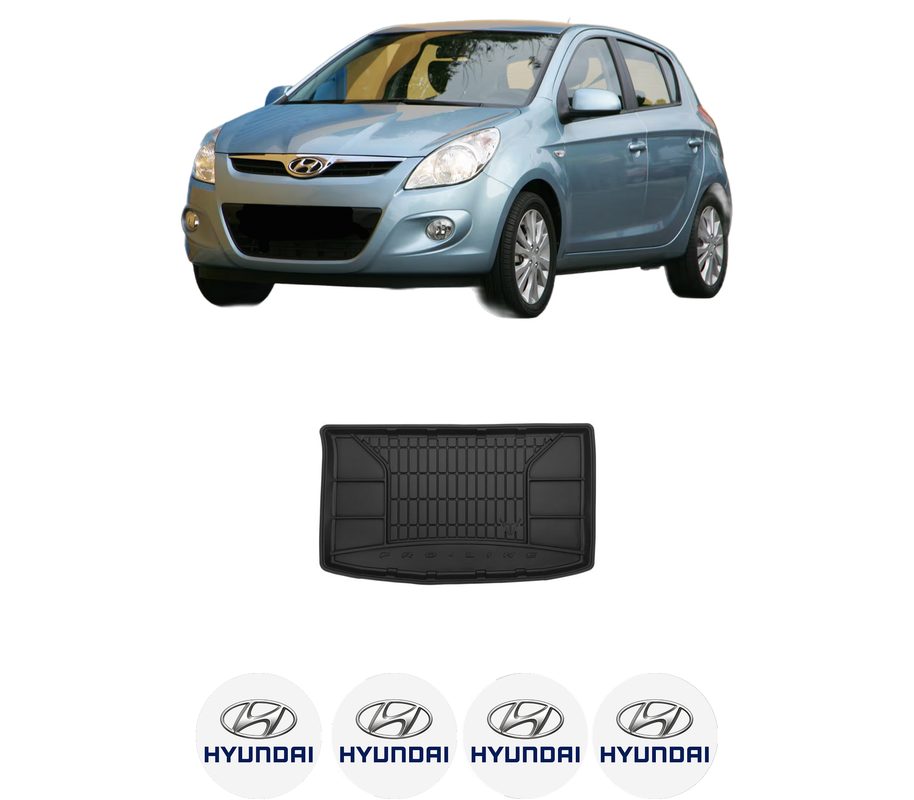 Tavita Portbagaj HYUNDAI i20 I (PB, PBT) din 2008-2015, Protectie Portbagaj Auto, 4x Stickere auto cu HYUNDAI