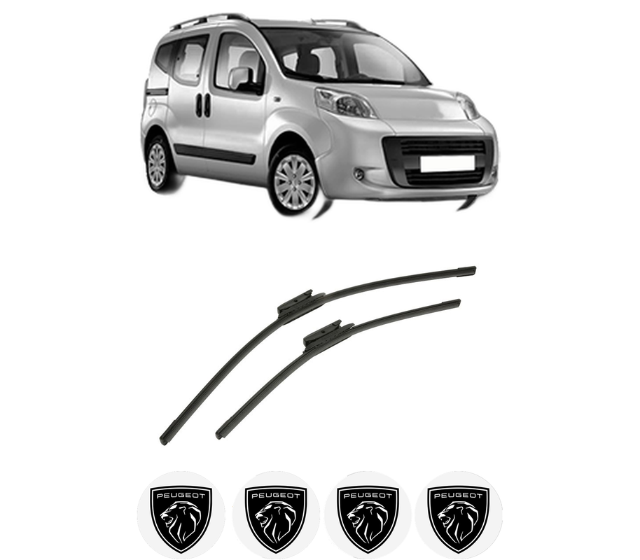 Set stergatoare auto PEUGEOT BIPPER TEPEE din 2008-2010, pentru parbriz auto, 2 bucati, Bosch Aerotwin, din cauciuc siliconat rezistent, 4 Stickere Auto PEUGEOT