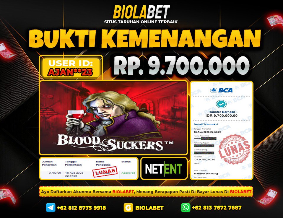 BIOLABET JACKPOT Netent Rp.9.700.000.,- LUNAS