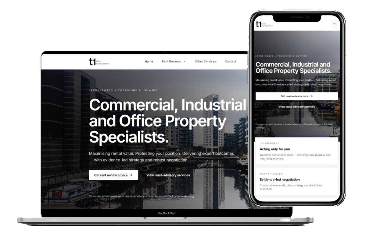 T1 Asset Management website design
