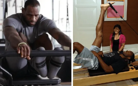 Lebron James y Kobe Bryant entrenando Pilates