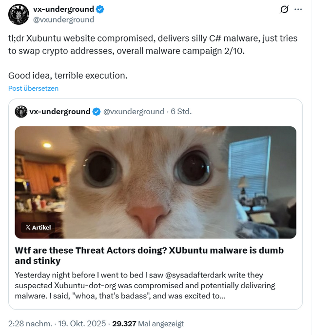 Xubuntu verteilt Malware