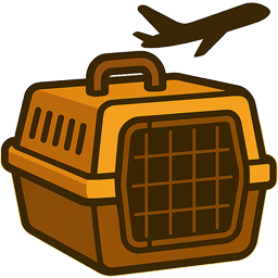 Dog transport icon showing pet in airplane