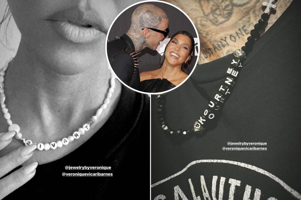 Kourtney Kardashian recibe lujosos collares con las iniciales de Travis Barker