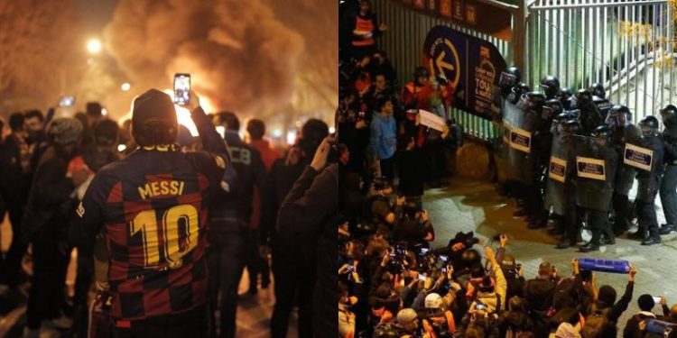 Aksi Penggemar Barcelona Bersujud