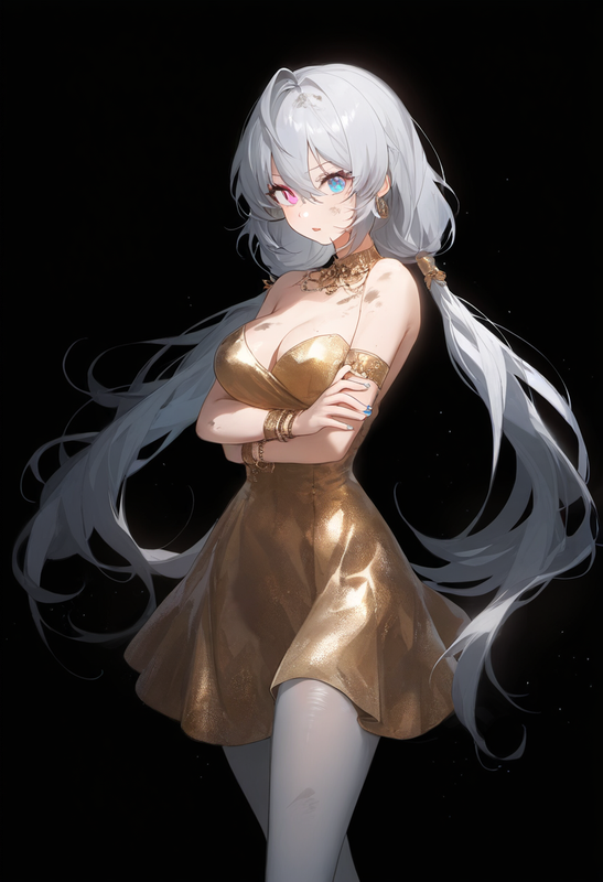 1girl, dark background, upper body, blue eyes, multicolored eyes, long hair, une s-220421743