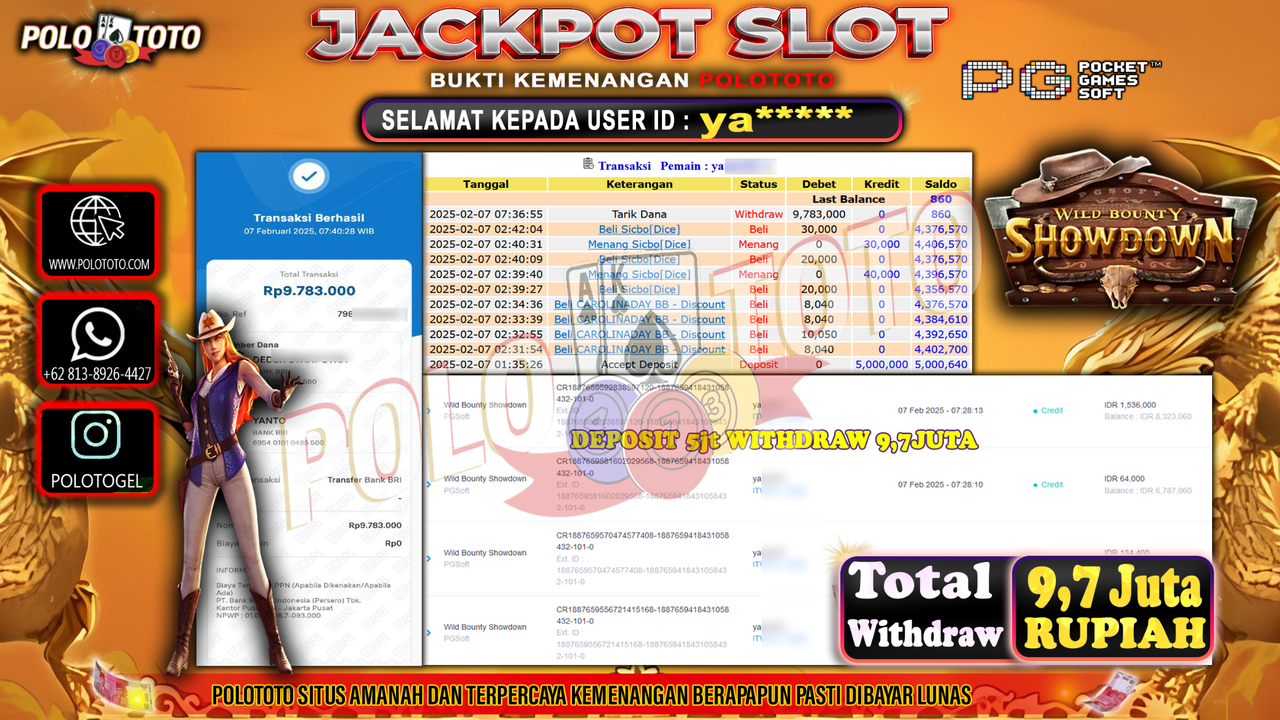 POLOTOTO JACKPOT SLOT WILD BOUNTY SHOWDOWN Rp.9,783.000,-