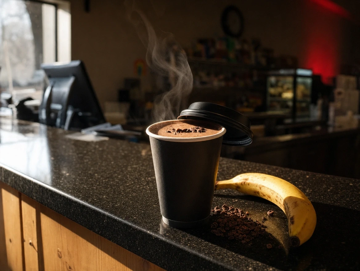 Hot chocolate protein drink at the Sportset Shakes bar