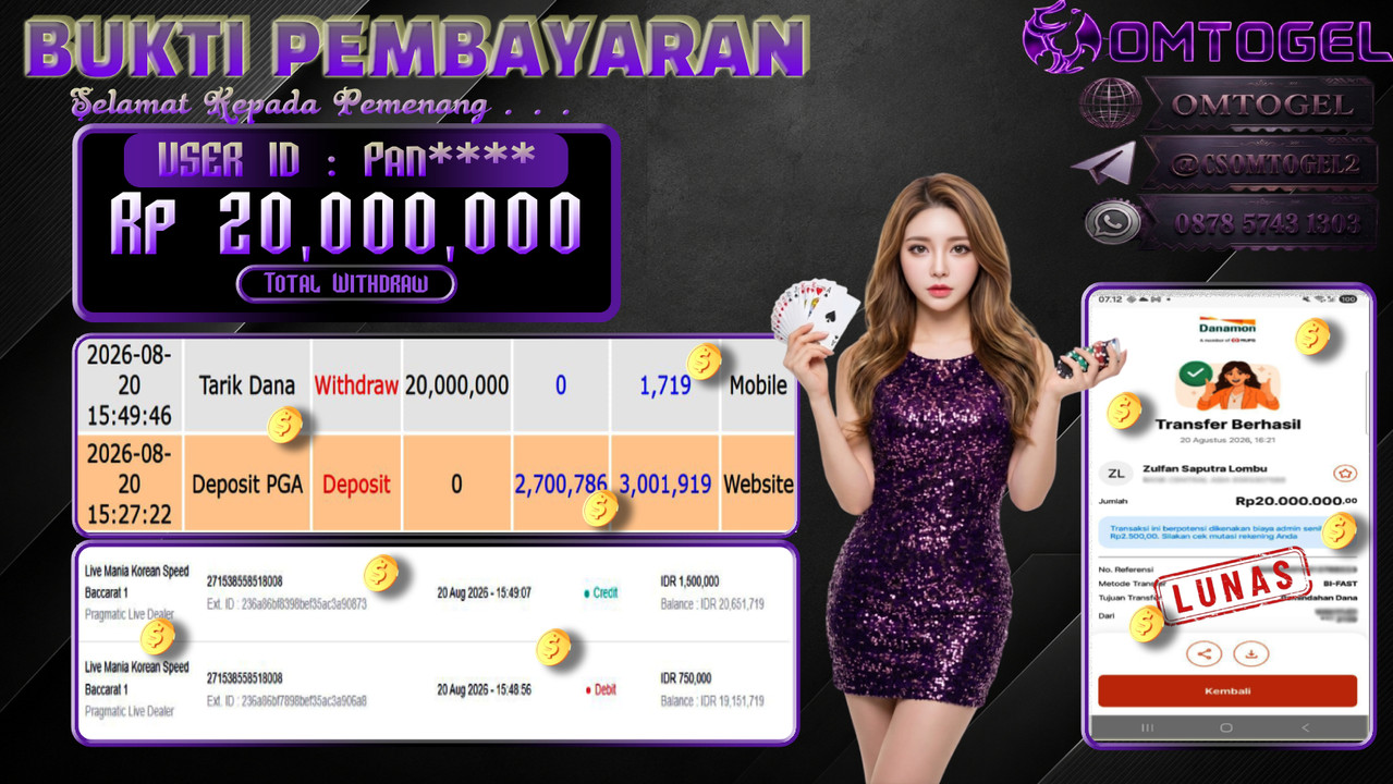 OMTOGEL JACKPOT PRAGMATIC LIVE DEALER LIVE MANIA KOREAN SPEED BACCARAT 1 Rp,20,000,000,- DIBAYAR LUNAS