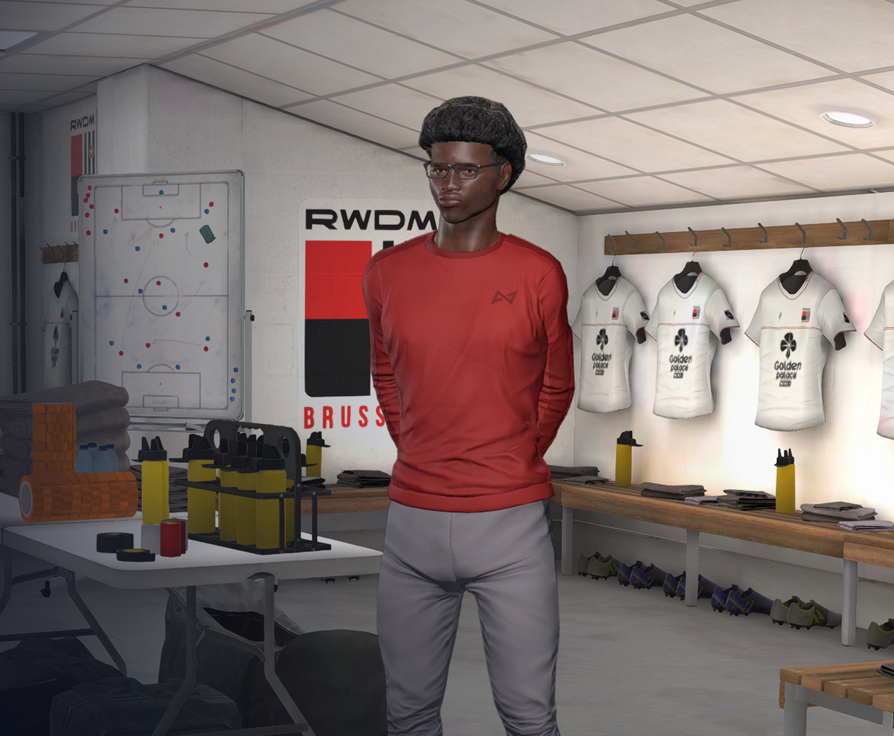 Аделакуне в раздевалке