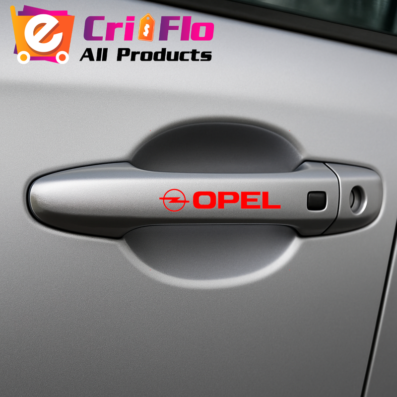 Sticker Auto Opel 4 buc, Etrieri, Oglinda, Luneta, Jante, Maner usi, autoadeziv, Cri-Flo, Culoare Rosu, Marime 10 cm