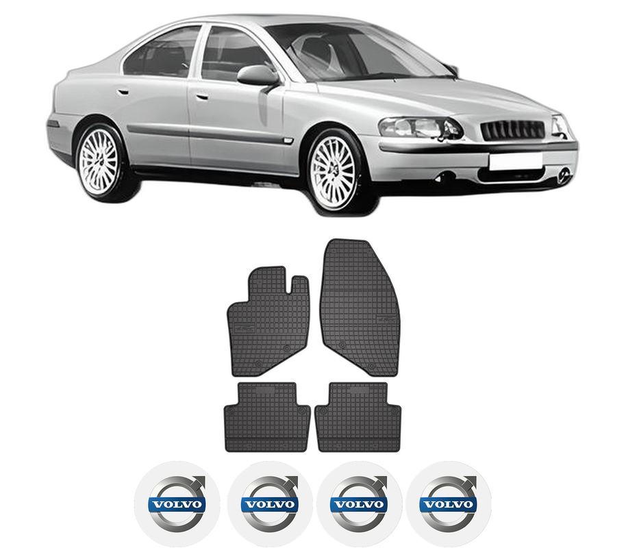 Set covorase presuri VOLVO S60 I (384) din 2000-2010, auto, din cauciuc thermoplastic, 4 Stickere auto cu VOLVO