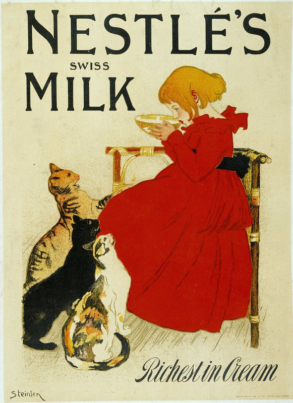 3-Theophile-Alexandre-Steinlen-Nestle-Advertising-Nestles-swiss-milk-A-girl-is-drinking-a-bowl-of