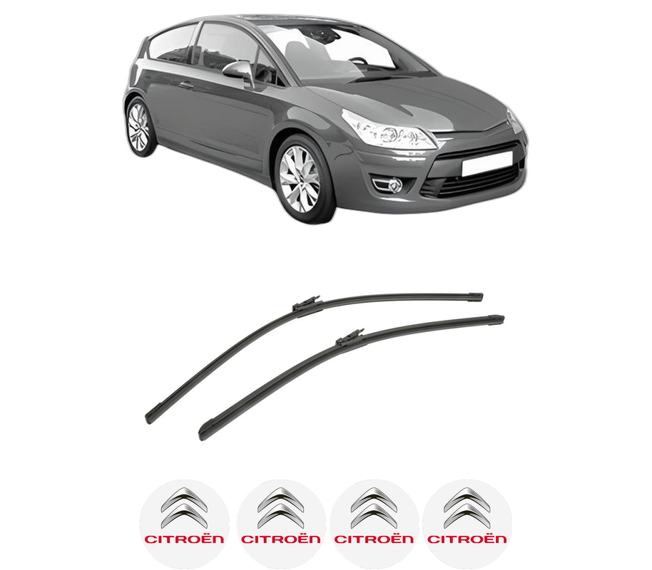 Set stergatoare auto CITROEN C4 Coupe (LA_) din 2004-2011, pentru parbriz auto, 2 bucati, Bosch Aerotwin, din cauciuc siliconat rezistent, 4 Stickere Auto CITROEN