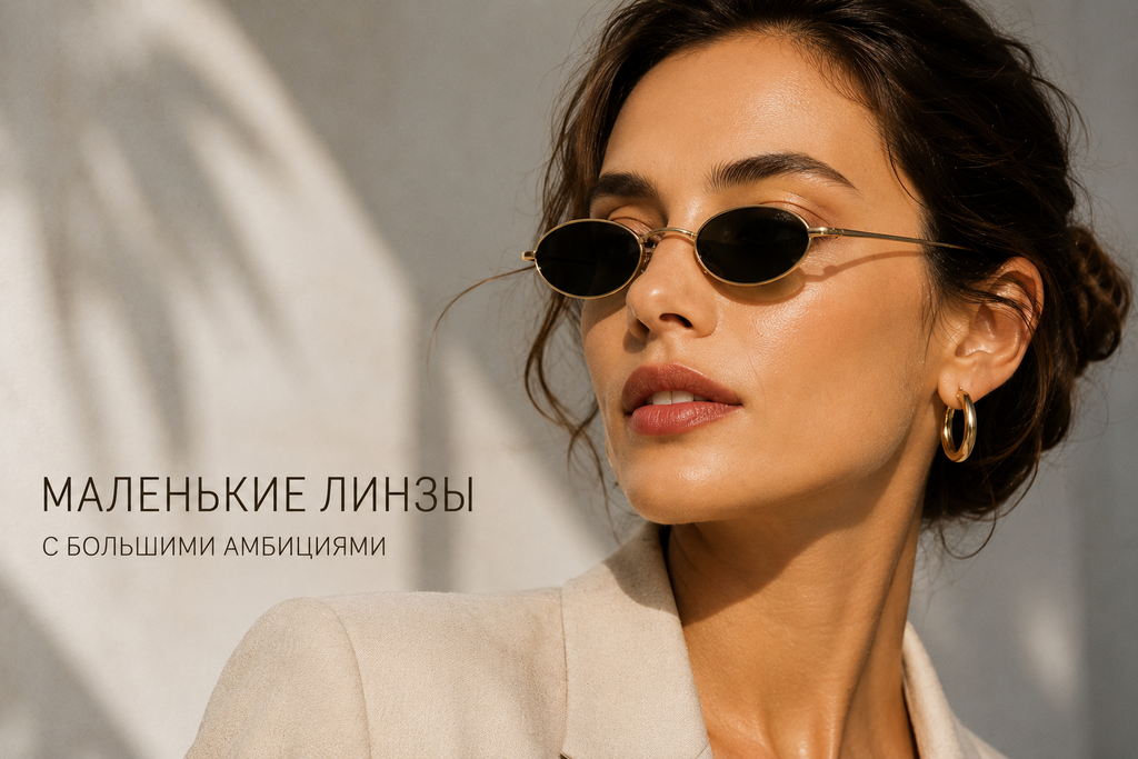Девушка в солнцезащитных очках с маленькими линзами