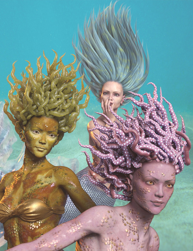 dForce Marina Mermaid Hair for Genesis 8 Females dForce Marina Mermaid Hair for Genesis 8 Females