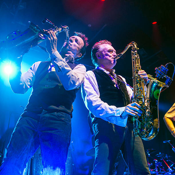 leamington spa united kingdom martin meredith and brian travers of ub40 perform on stage at the