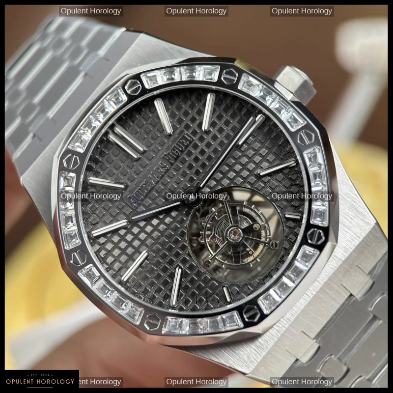 Audemars Piguet Royal Oak Flying Tourbillon 26730BC Baguette Diamond Gray Dial 41mm