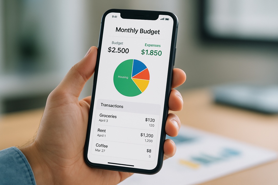 Analyze monthly expenses with a budgeting app