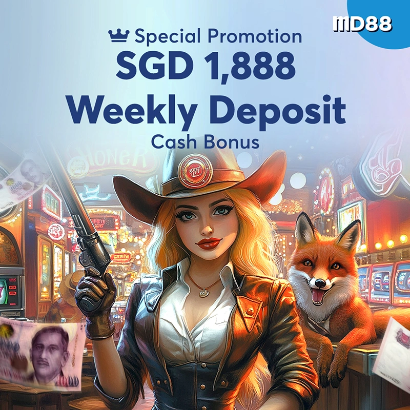 Weekly Deposit Cash Bonus ##Deposit and bet on us now. Get your SGD 1,888 Bonus in 1Week!