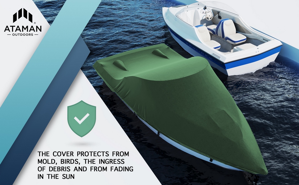 Trailerable 600D Waterproof Boat Cover - 17-19ft - Forest Green 5