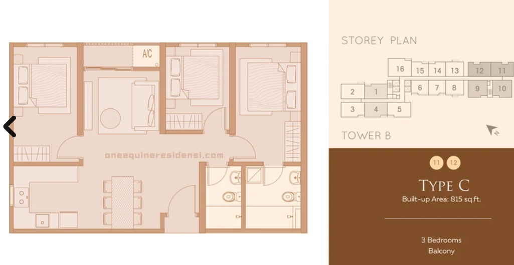 One Equine Type E floor plan in Taman Equine, Seri Kembangan, Selangor