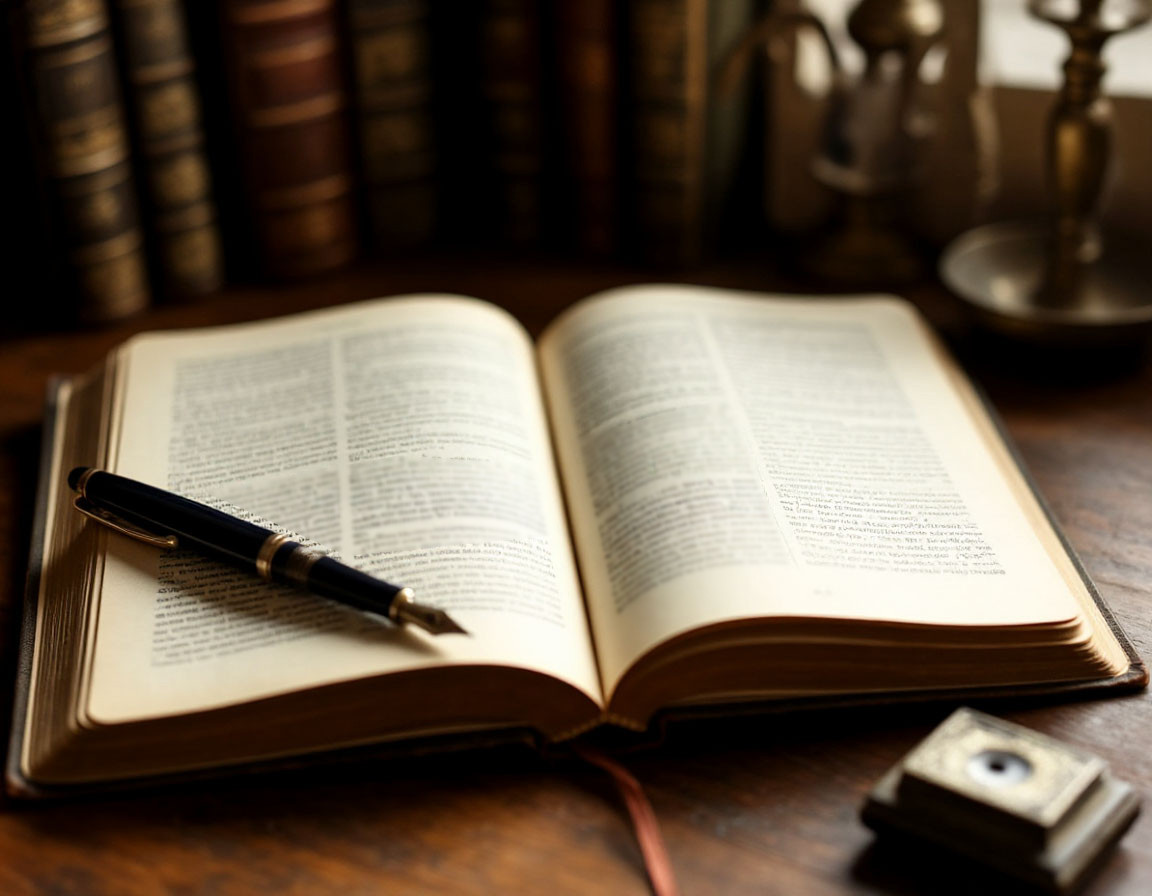 Раскрытая книга с первой страницей работы