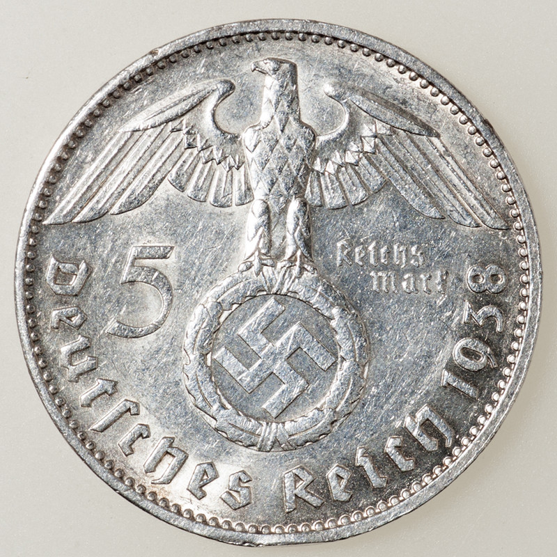 5 marcos  Alemania 1938. Hindenburg. Dedicada TirantLoBlanc. PAS5699