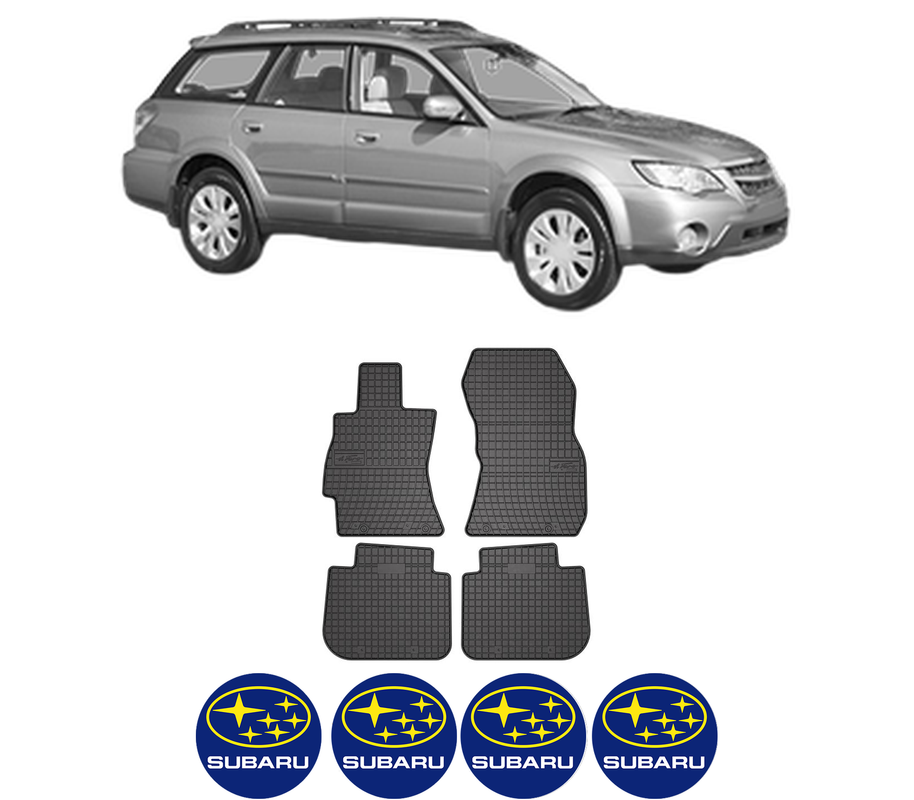 Set covorase presuri SUBARU OUTBACK (BL, BP) din 2003-2009, auto, din cauciuc thermoplastic, 4 Stickere auto cu SUBARU