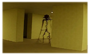An image of Level 0 displaying the fabled creature, " The Howler ", taken from a popular and well-embraced Backrooms fan interpretation on Youtube created by user " Kane Pixels ".
