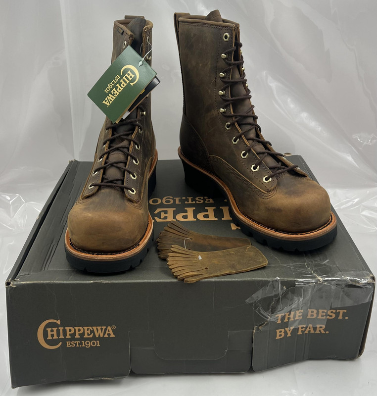 CHIPPEWA MENS PALADIN BAY APACHE 8" WATERPROOF STEEL TOE LOGGER BOOTS 11.5 WIDE
