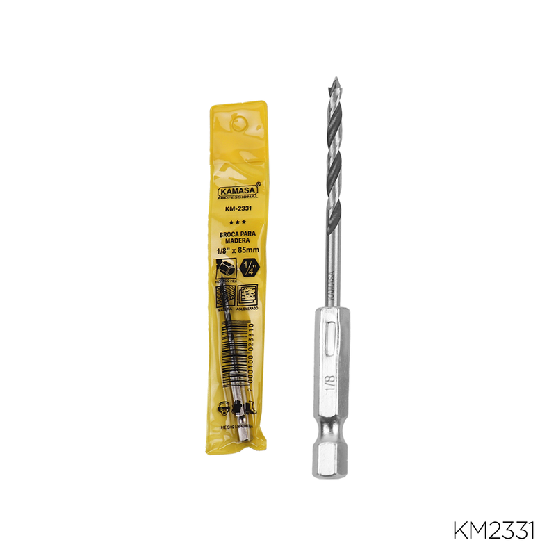 BROCA PARA MADERA CON VASTAGO HEX 1/4" X 1/8" KAMASA