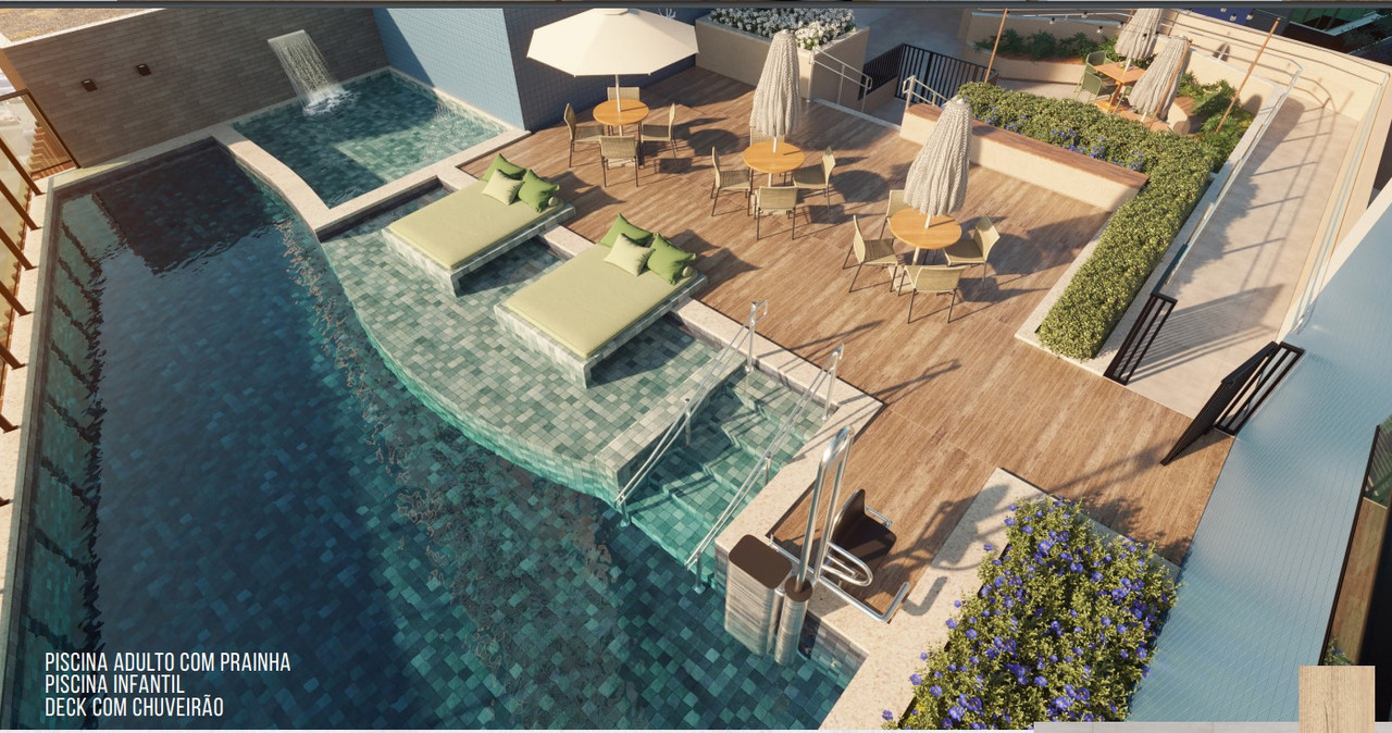 Piscina com prainha e área de lazer do Flow Boa Viagem