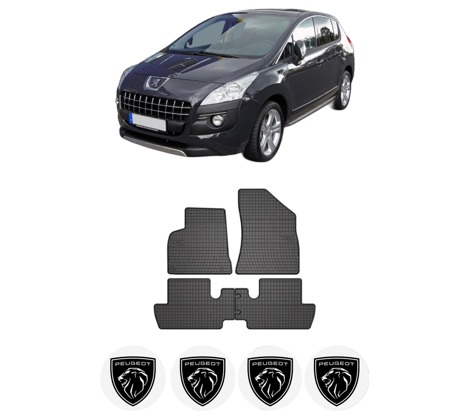 Set covorase presuri PEUGEOT 3008 I MPV (0U_) din 2009-2016, auto, din cauciuc thermoplastic, 4 Stickere auto cu PEUGEOT
