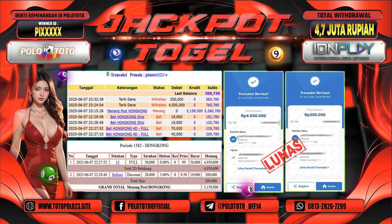 POLOTOTO JACKPOT TOGEL HONGKONG LOTTO Rp.4.700.000,-
