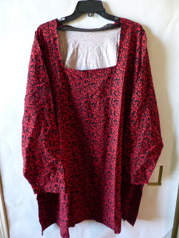 ULLA POPKEN RED AND BLACK WOMENS BLOUSE SIZE 66/68 750422 90