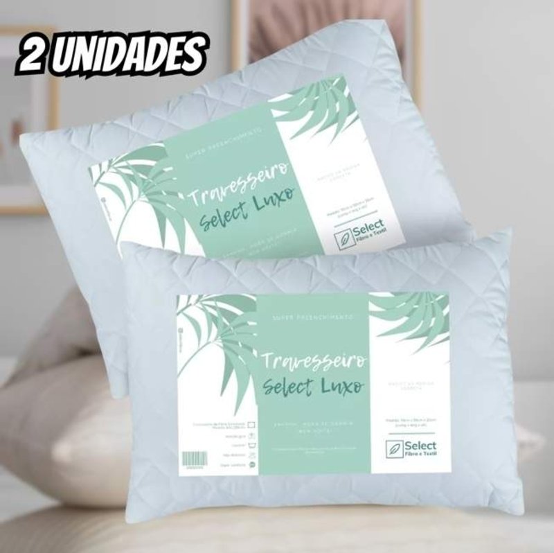 Kit 2 – Travesseiros Select Fibras Luxo Fibra Antialérgica